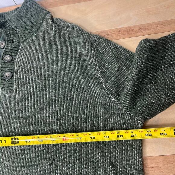 GAP Men's Sweater Green Medium Mock Neck Button Holiday Christmas Causal Office - Picture 7 of 8